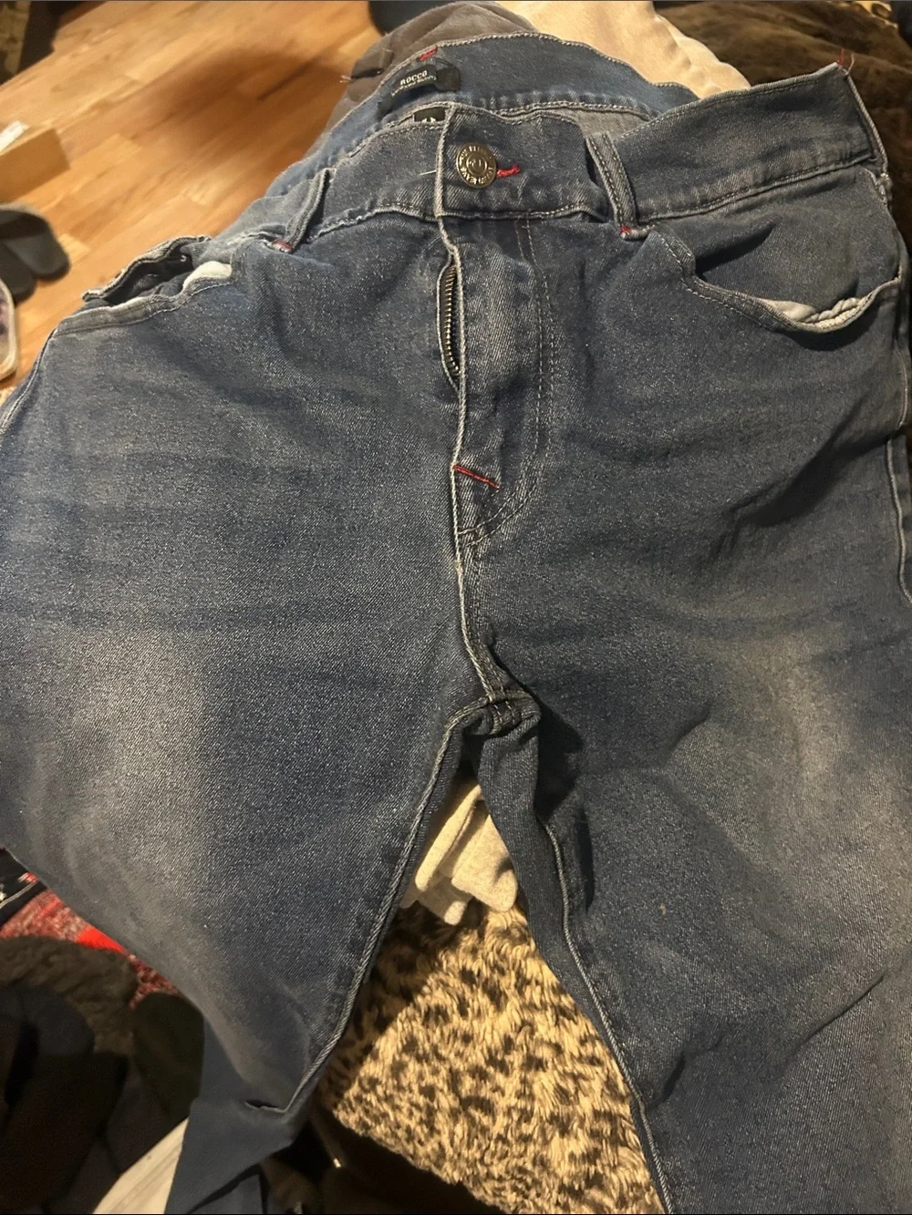 True Religion Men's Light Blue Slim Straight Jeans with Flap Back Pockets